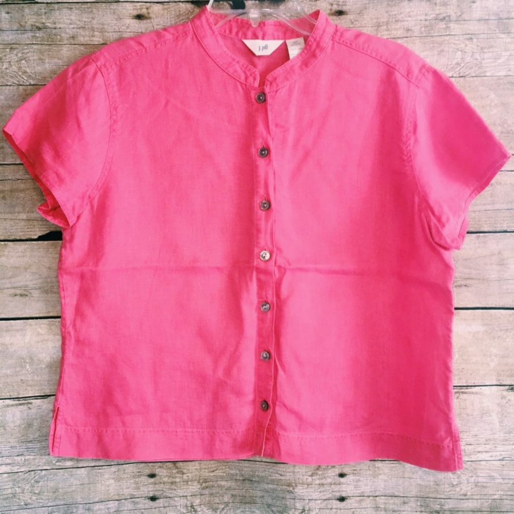 J.JILL Vintage Mandarin Collar Button Down